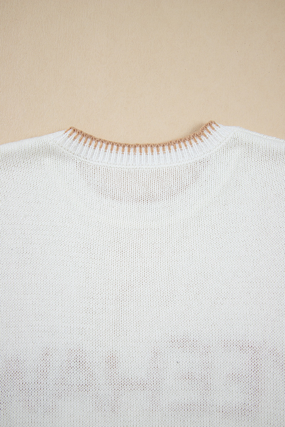 White Knitted YEEHAW Stitch Edge Crew Neck Sweater T Shirt